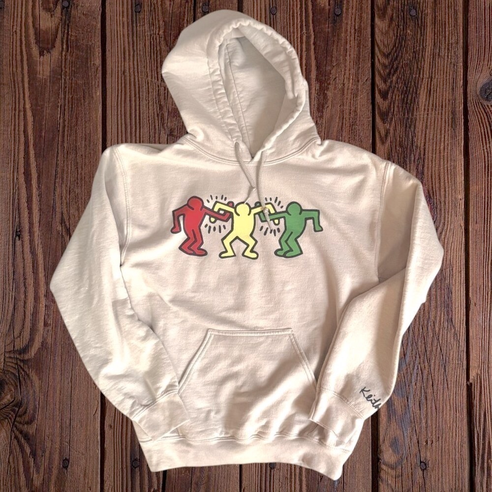 KEITH HARING Wearable Art Arms United Cream Ivory Hoodie S